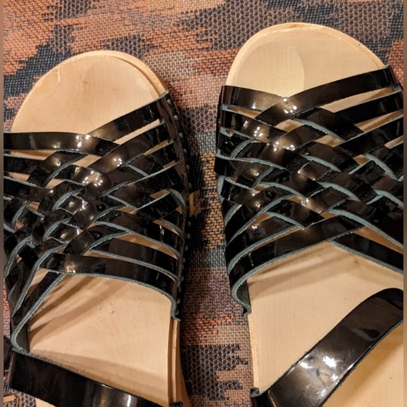 41 Troentorps wood Sandals Clogs ANNA woven patent leather 10 New No tags/No box - Picture 6 of 10